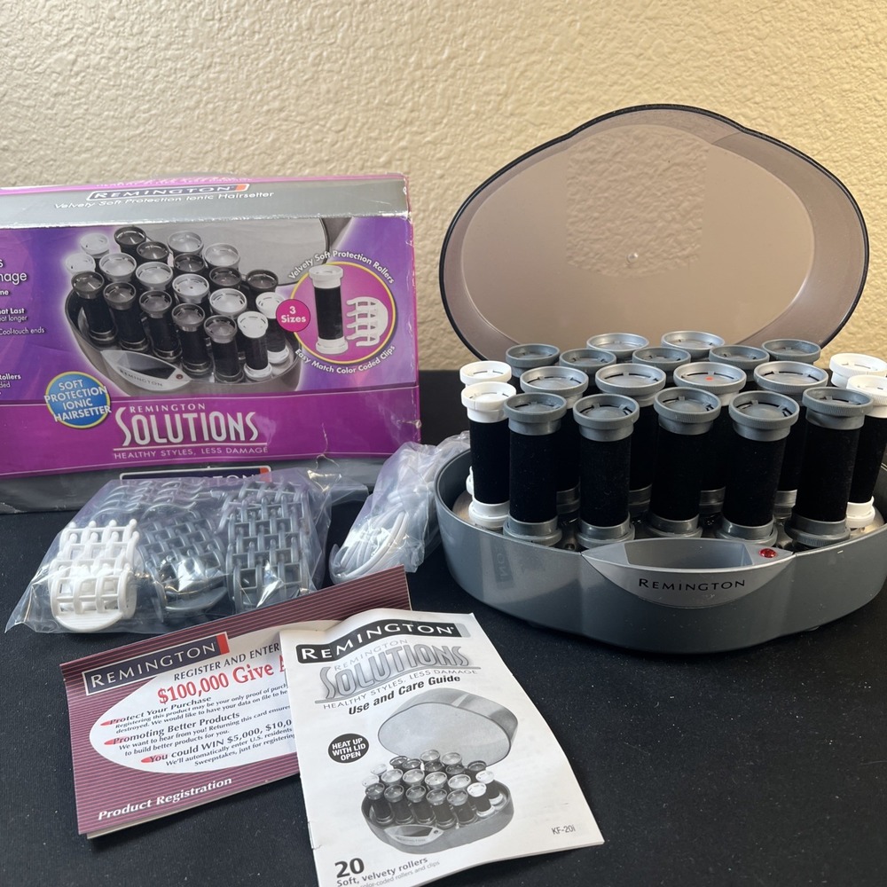 Vtg New- Remington Solutions Ionic Hair Setter Velvet Hot Rollers Curlers KF-201